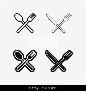 ICÔNE DE NOURRITURE DE LOGO DE CUISINE ET DE CHEF RESTO ET VECTEUR DE CONCEPTION DE CAFÉ Illustration de Vecteur