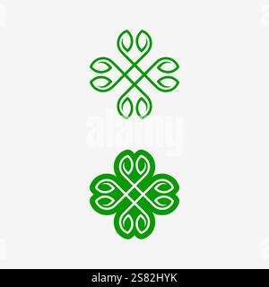 Logo de jardinage avec icône de pelle et arbre avec modèle de logo de feuilles vertes. Illustration de Vecteur