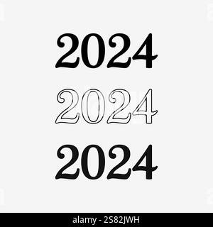 2024 nouvel an et Noël logo 2024 conception et illustration de numéro Illustration de Vecteur