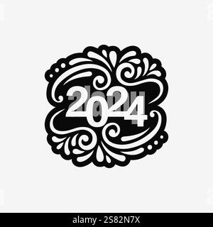 2024 nouvel an et Noël logo 2024 conception et illustration de numéro Illustration de Vecteur