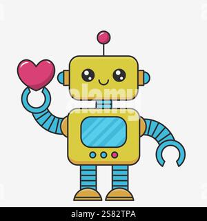 Robot mignon tenant le coeur. Illustration vectorielle EPS10 Illustration de Vecteur