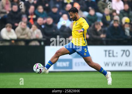 Broendby, Danemark. 18 janvier 2025. Sean Klaiber (31) de Broendby vu lors d'un match test entre Broendby IF et Hvidovre IF au Bane 2 à Broendby. Banque D'Images