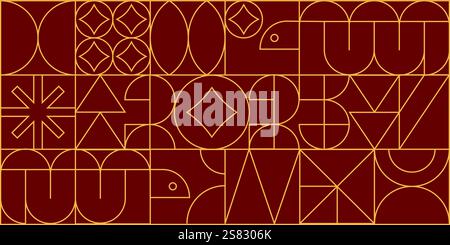 Modern Geometric 2025 année du serpent motif abstrait en or et rouge Illustration de Vecteur