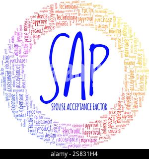 SAP - facteur d'acceptation du conjoint conception conceptuelle de nuage de mots isolé sur fond blanc. Illustration de Vecteur