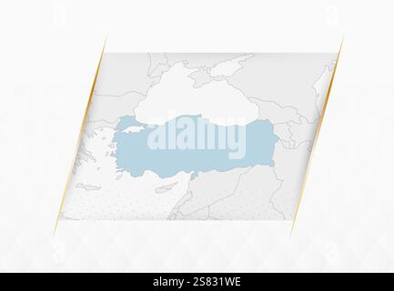 Carte de la Turquie en bleu avec des accents encadrés dorés. Carte vectorielle moderne de la Turquie. Illustration vectorielle. Illustration de Vecteur