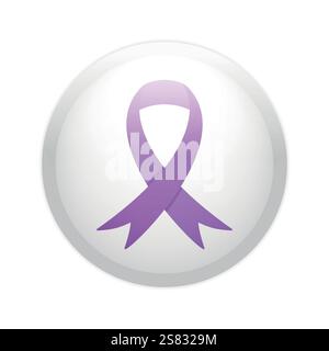 Bouton de badge en plastique brillant avec ruban violet. Journée mondiale contre le cancer le 4 février. Illustration vectorielle Illustration de Vecteur