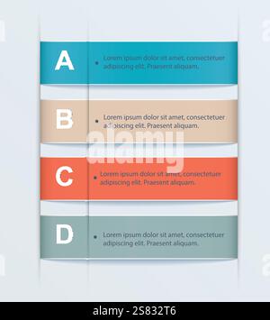 Onglet étape métier. bannières alphabétiques. Conception moderne des infographies, des présentations, des rapports, des éléments de conception Web Illustration de Vecteur