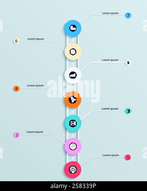 Infographie de modèle d'entreprise stratégique. Cercles d'étape avec icônes Illustration de Vecteur