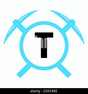 Lettre initiale T Mining logo combiner avec Pickaxe Symbol Vector Template Illustration de Vecteur