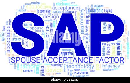 SAP - facteur d'acceptation du conjoint conception conceptuelle de nuage de mots isolé sur fond blanc. Illustration de Vecteur