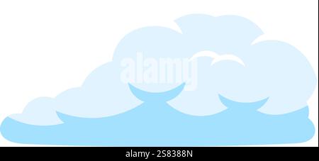 Illustration vectorielle simple d'un nuage stylisé de cumulus bleu clair flottant dans un ciel blanc clair, idéal pour les illustrations de livres pour enfants ou la météo Illustration de Vecteur