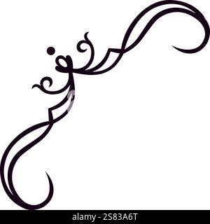 Flourish vintage élégant formant un coin avec des tourbillons, des points et des éléments floraux, créant un embellissement sophistiqué et décoratif pour divers des Illustration de Vecteur