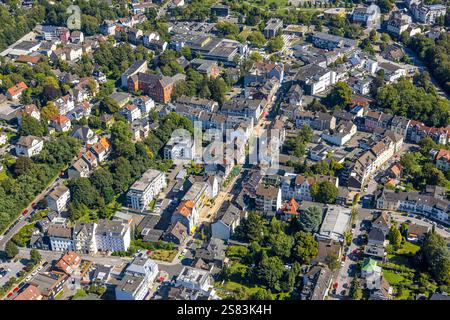 Vue aérienne, centre-ville avec réaménagement et quartier résidentiel de Mittelstraße, Gevelsberg, région de la Ruhr, Rhénanie du Nord-Westphalie, Allemagne Banque D'Images