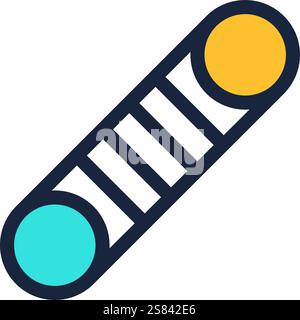 Bouton d'interrupteur à bascule coloré avec positions marche et arrêt distinctes, conçu avec un style plat moderne. Isolé sur un fond blanc propre Illustration de Vecteur