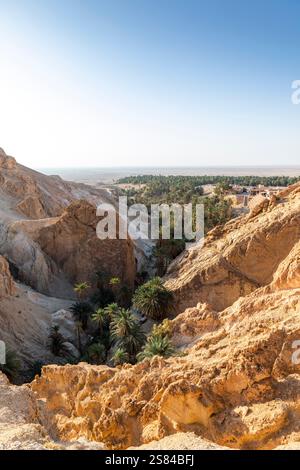 L'oasis de Chebika, au centre de la Tunisie Banque D'Images