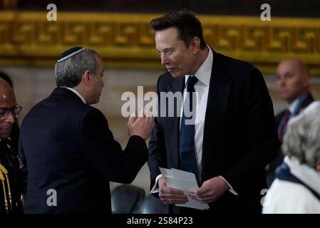 Washington, États-Unis d'Amérique. 20 janvier 2025. Elon Musk arrive avant la 60ème inauguration présidentielle dans la rotonde du Capitole des États-Unis à Washington, lundi 20 janvier 2025. (AP photo/Julia Demaree Nikhinson, Pool) crédit : Sipa USA/Alamy Live News Banque D'Images