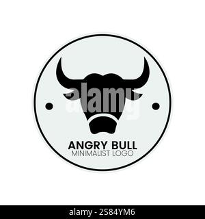 Logo minimaliste Angry Bull Head Illustration de Vecteur