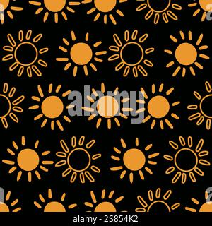 Motif de soleil jaune brillant sur fond vert Illustration de Vecteur