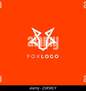 Design du logo Fox Line Art. Vecteur d'icône Fox Head Illustration de Vecteur