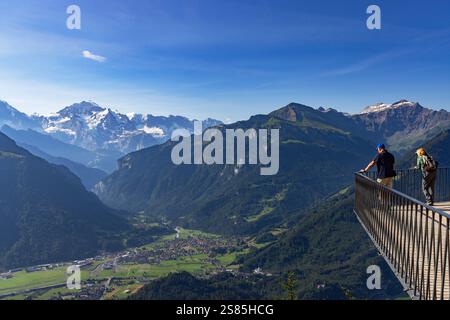 Vue de la montagne de la Jungfrau depuis Harder Kulm, Interlaken, région de la Jungfrau, Oberland bernois, Suisse Banque D'Images