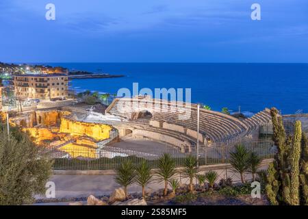 Amphithéâtre romain, Tarraco, UNESCO, Tarragone, Catalogne, Espagne Banque D'Images