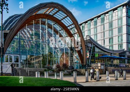 Le jardin d'hiver, l'une des plus grandes serres tempérées du Royaume-Uni, Surrey Street, Heart of the City Quarter, Sheffield, Yorkshire, Angleterre Banque D'Images