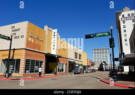 Rue dans le centre-ville de Beaumont, Texas, États-Unis d'Amérique Banque D'Images