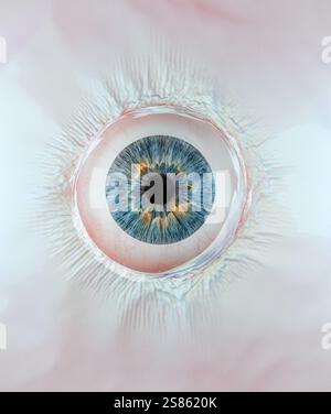 Oeil abstrait. Concept de vision. Il s'agit d'une illustration de rendu 3D. Banque D'Images