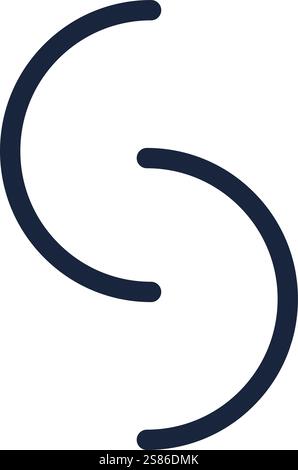 Deux parenthèses arrondies formant la lettre S créent un design abstrait et minimaliste, offrant une polyvalence pour diverses applications dans le moderne Illustration de Vecteur