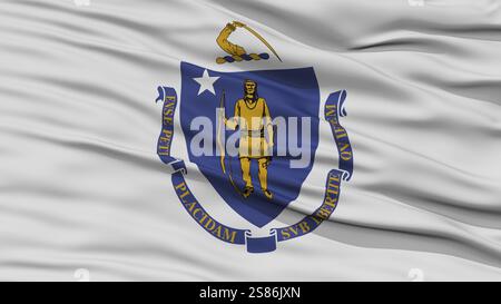 Libre de Massachusetts drapeau sur mât, USA state, agitant dans le vent, haute résolution Banque D'Images