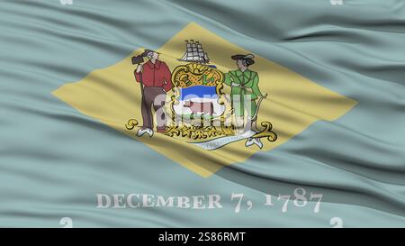 Libre de Delaware drapeau sur mât, USA state, agitant dans le vent, haute résolution Banque D'Images