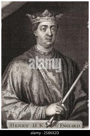 Henri II d'Angleterre (1133-1189), roi d'Angleterre 1154-1189, portrait gravé, 1781 Banque D'Images