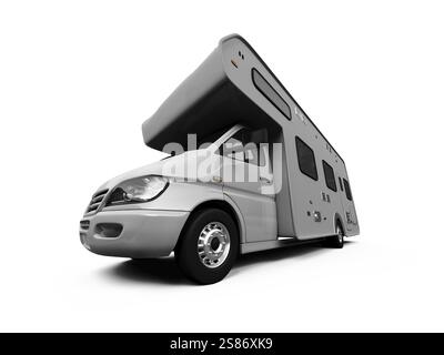 Campeur isolé sur fond blanc Banque D'Images