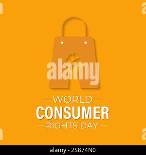 La Journée mondiale des droits des consommateurs est célébrée le 15 mars. Conception vectorielle de coupe de papier pour bannière, cartes, impressions, médias sociaux, affiche, prospectus. Illustration de Vecteur