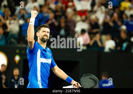 Melbourne, Australie. 21 janvier 2025. Novak Djokovic (SRB) lors de l'Open d'Australie de tennis 2025 au Melbourne Park. ( Credit : Frank Molter/Alamy Live News Banque D'Images