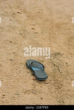 un flip flop sur le chemin de sable Banque D'Images