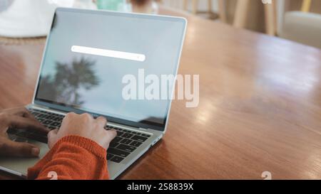 Technologie de recherche de données optimisation du moteur de recherche, recherche d'affaires en ligne un emploi pour le travail, les mains humaines sont Finger point à la recherche d'informations, U Banque D'Images