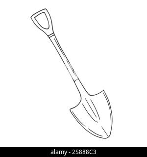 Icône de doodle de contour de pelle dessinée à la main de vecteur. Illustration de croquis de pelle pour impression, web, mobile et infographie isolé Illustration de Vecteur