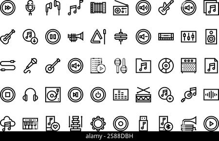 Icônes de musique Collection d'icônes vectorielles de haute qualité avec contour modifiable. Idéal pour les projets professionnels et créatifs Illustration de Vecteur