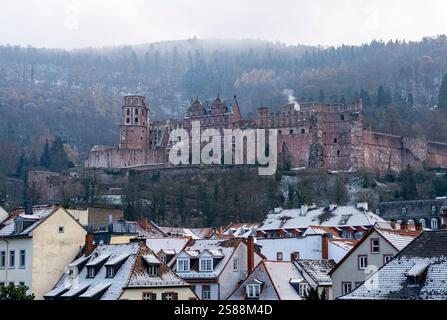 Château de Heidelberg en hiver Banque D'Images