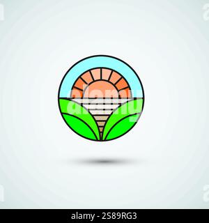 Modèle d'icône de conception de logo de ferme et de logo d'agriculture Illustration de Vecteur