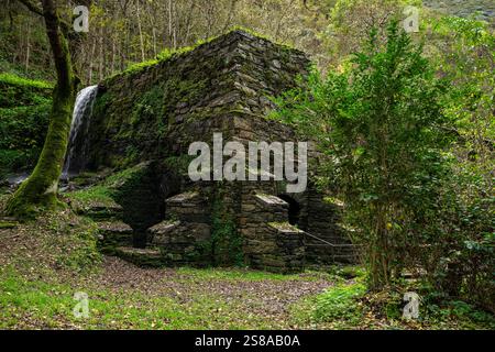 Forge médiévale de Compludo, vallée de Compludo, Ponferrada, région de Bierzo, Castille-et-Léon, Espagne. Banque D'Images
