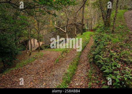 Forge médiévale de Compludo, vallée de Compludo, Ponferrada, région de Bierzo, Castille-et-Léon, Espagne. Banque D'Images