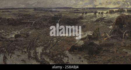 Première guerre des Balkans (octobre 1912-mai 1913). Bataille de Lule Burgas (29 octobre-2 novembre 1912). L'armée bulgare a vaincu les forces ottomanes. La retraite turque à Lüleburgaz, 1914, de Jaroslav Vesin (1860-1915). Huile sur toile (122 x 240 cm). Galerie nationale. Sofia, Bulgarie. Auteur : Jaroslav Vesin (1860-1915). Peintre tchèque actif en Bulgarie. Banque D'Images