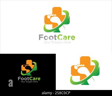 design de logo de soin des pieds pour le service médial avec croix de santé Illustration de Vecteur