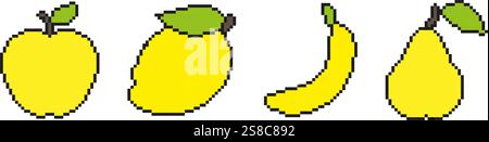 Jeu d'icônes Pixel art fruits Illustration de Vecteur