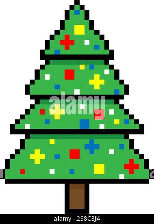 Sapin de Noël pixel art design simple Illustration de Vecteur