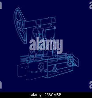 Dessin bleu d'une prise de pompe. Le dessin est en bleu et est très détaillé Illustration de Vecteur