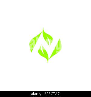 Modèle vectoriel de conception de logo Letter N Leaf Illustration de Vecteur