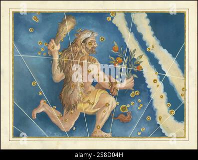 Astronomie. Der Himmelsatlas, die Uranometria, ptolemäische Sternbilder, von Johann Bayer 1572 - 7. März 1625, deutscher Astronom, Hercules, Herkules, Sternbild des Nordhimmels, Digital verbesserte Reproduktion einer historischen Vorlage Banque D'Images